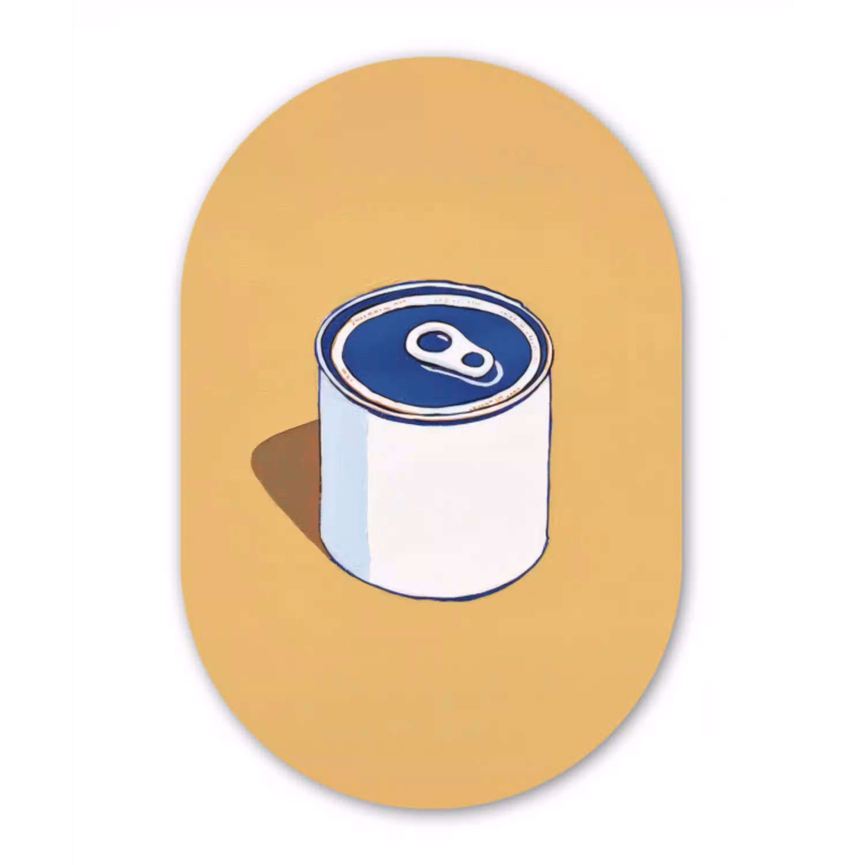 Blikje - Minimalistisch - Blauw - Illustratie Wandcirkel Ovaal Glas middel -3d