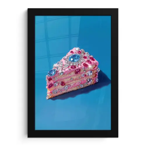Taart - Edelstenen - Glitters - Roze fotolijst zwart zonder passe partout klein -3d