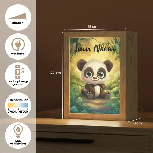 Panda - Bamboebos - Groen Light Box met kabel (Kinderlampje) klein -USP_NL