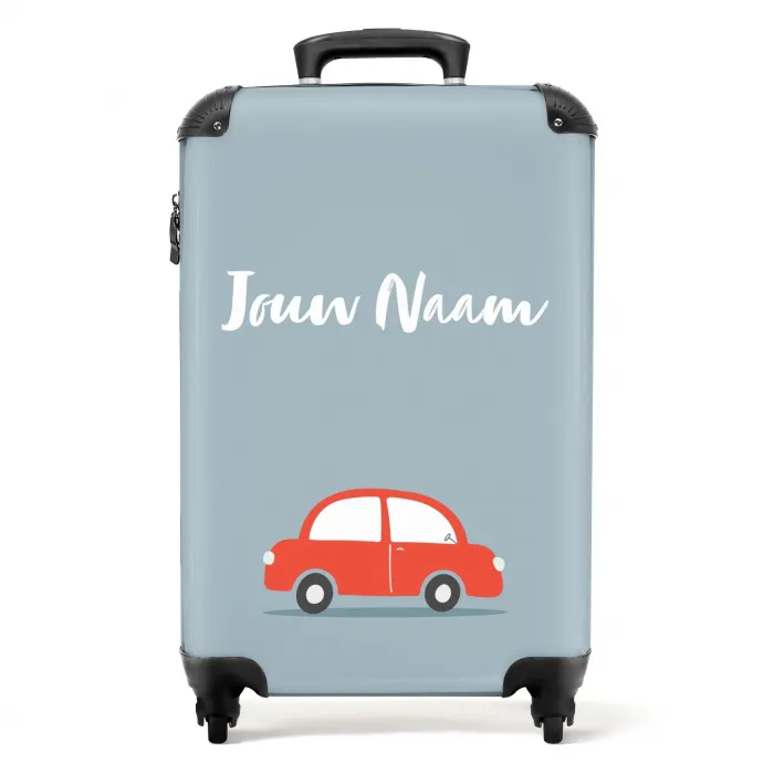 Rode auto blauwe achtergrond NBS - Handbagage koffer - Kinderen Unisex middel -productfoto_recht