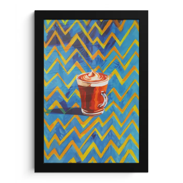 Mok - Koffie - Zigzag - Slagroom fotolijst zwart zonder passe partout klein -3d