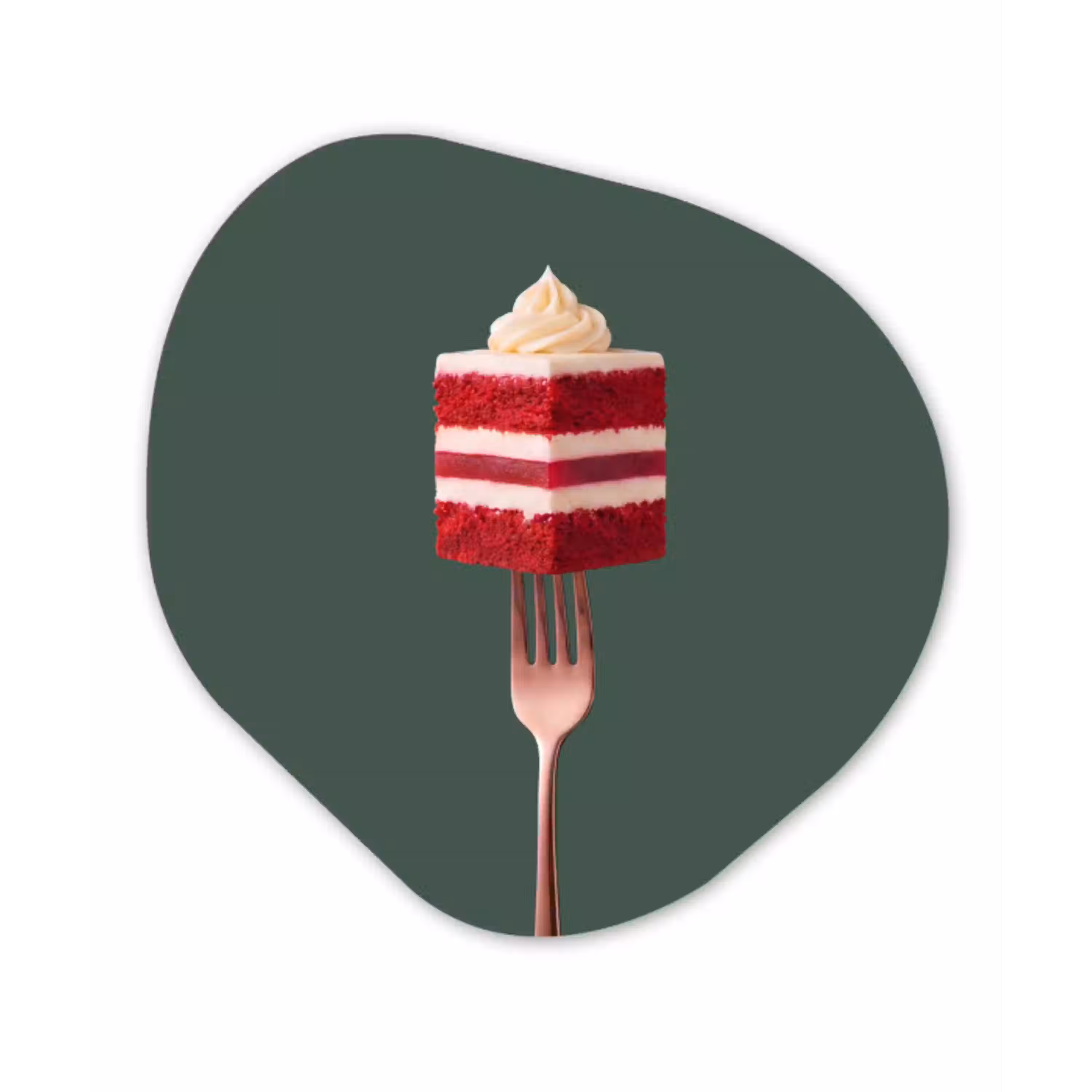 Cake - Vork - Rood Wandcirkel Organisch Forex 3mm klein -3d