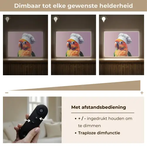 Papegaai - Koksmuts - Nieuwsgierig - Vogel Light Box met batterij (Wandlamp) middel -USP_dimbaarNL