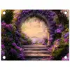 Poort - Paars - Bloemen tuinposter los doek klein -3d