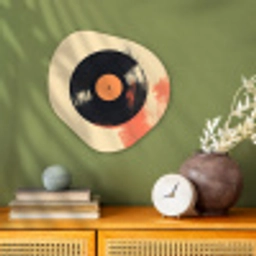Vinylplaat - Zwart - Verfspatten - Retro Wandcirkel Organisch Forex 3mm klein -sfeer2