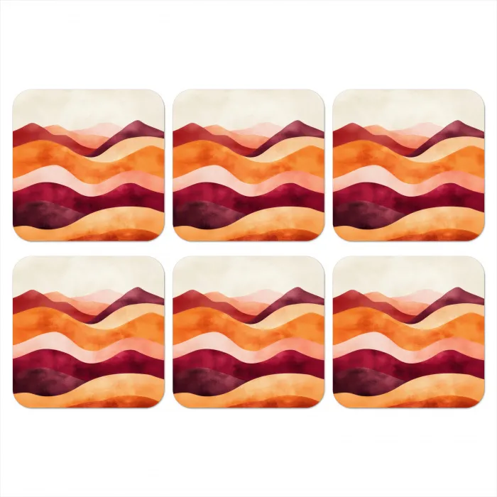 Abstract - Landschap - Golven onderzetter kurk middel -3d