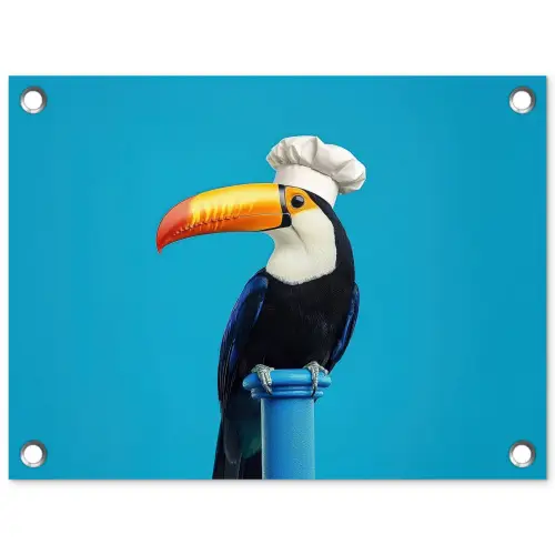 Tucan - Sokkel - Vogel - Koksmuts tuinposter los doek klein -3d