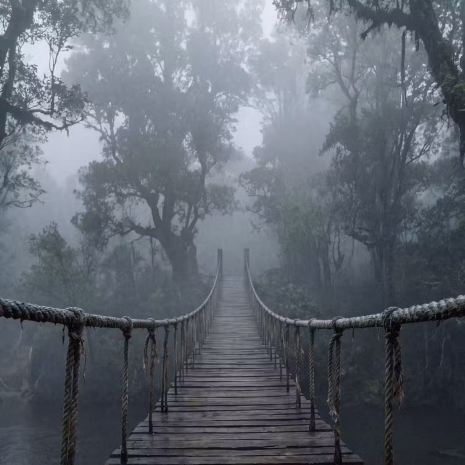 Tapete - Brücke - Dschungel - Nebel - Natur