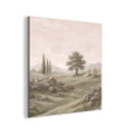 Heuvellandschap - Bomen - Natuur - Groen aluminium wit klein -3d
