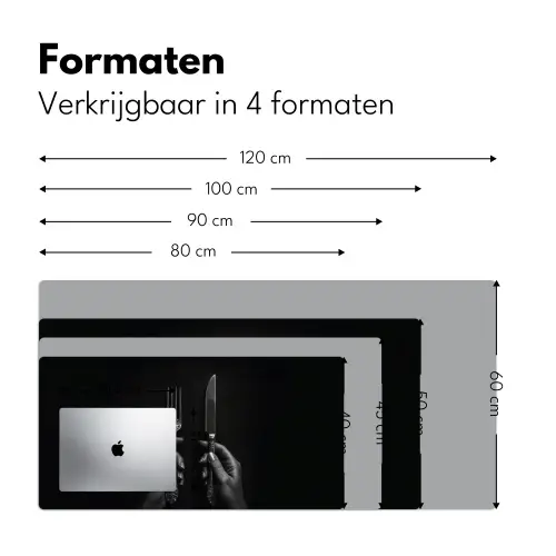 Bestek - Zwart - Wit Muismat XXL klein -sfeer5