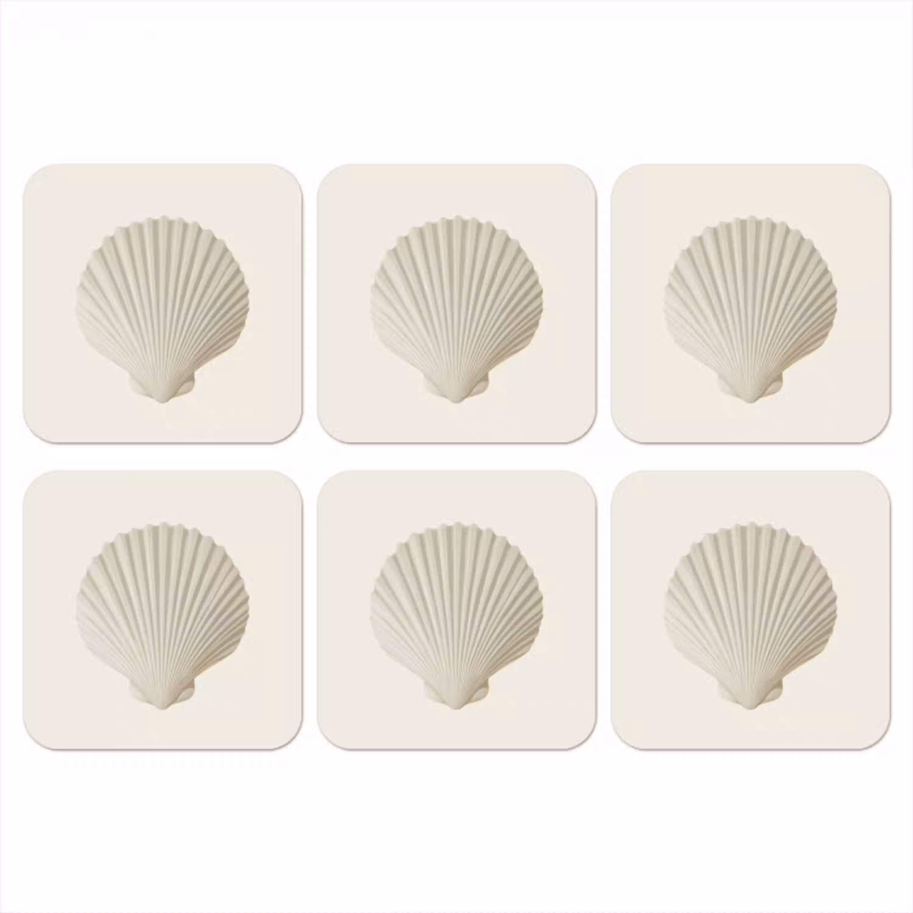 Schelp - Minimalistisch - Wit onderzetter kurk middel -3d
