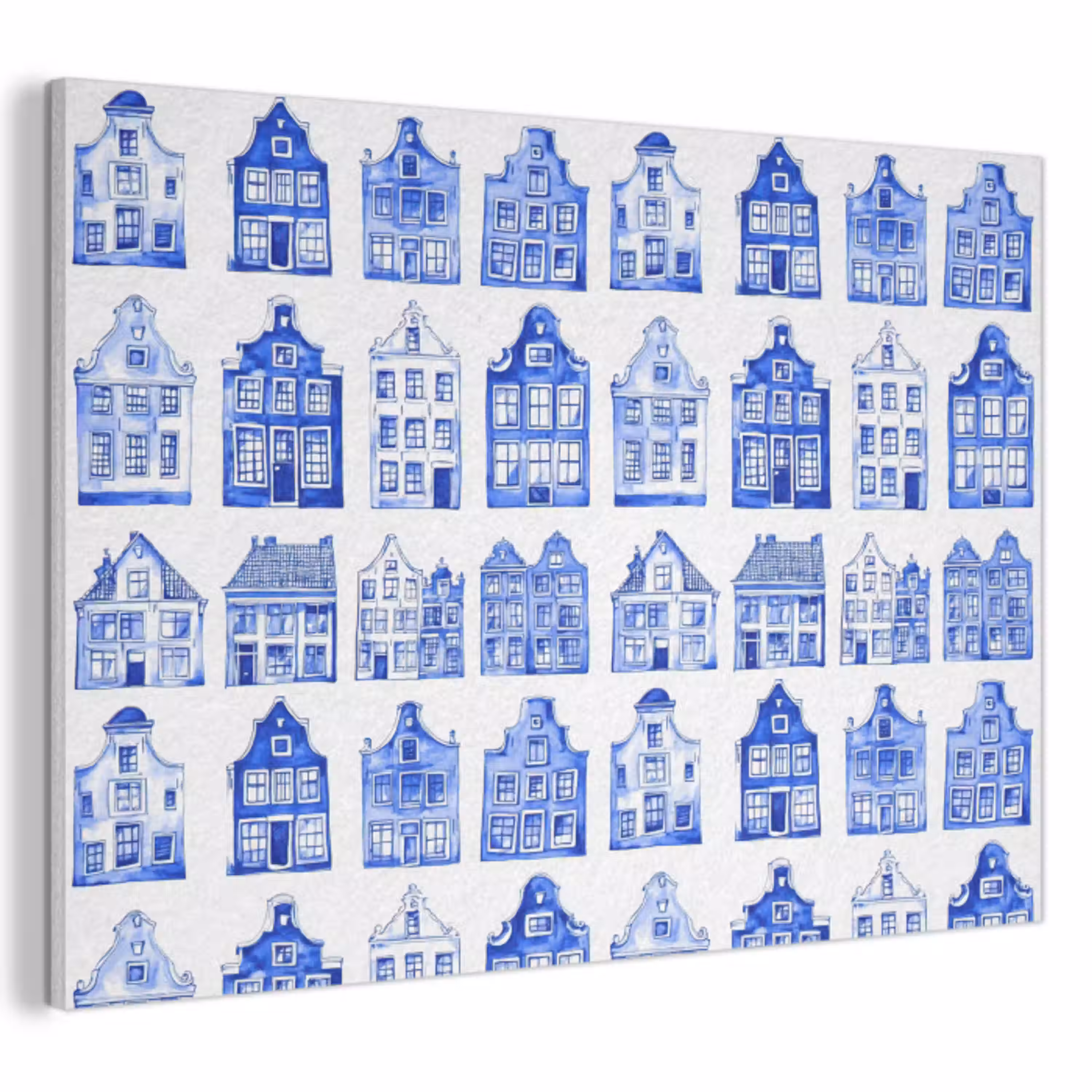 Patroon - Huizen - Blauw PET vilt klein 837 -3d