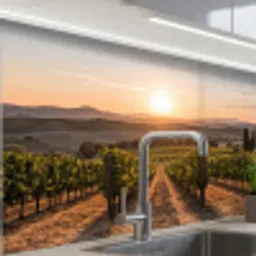 Wijngaard - Zonsondergang - Landschap keuken achterwand 2 middel -zzzz3d_schuin