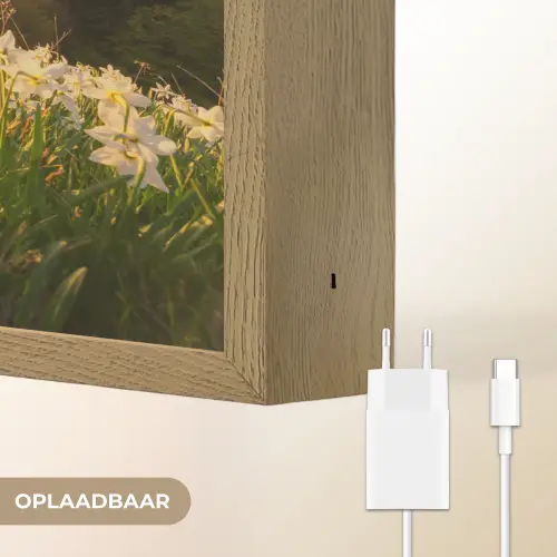 Bloemenveld - Heuvels - Zonsondergang - Berg - Natuur - Wit - Heuvels Light Box met batterij (Wandlamp) middel -USP_websiteoplaadbaarNL