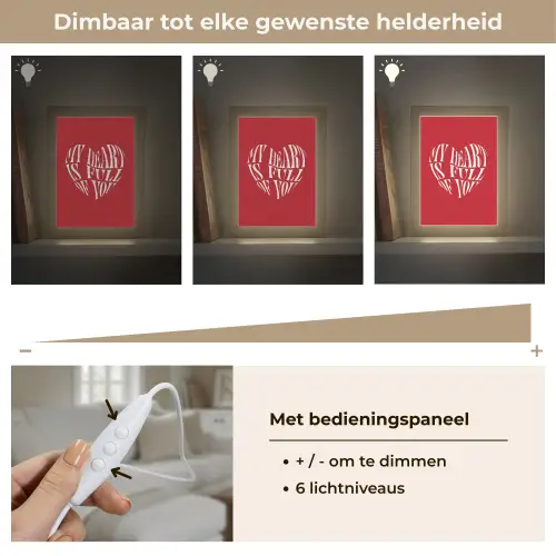 Rood - Hart- Tekst - Valentijn Light Box met kabel (Tafellamp) klein -USP_dimbaarNL