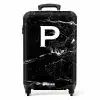 Marmer print - Letter P - Zwart NBS - Handbagage koffer - Unisex middel -productfoto_recht