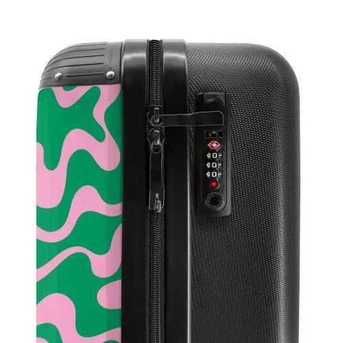 Abstract - Organisch Roze/Groen NBS - Handbagage koffer - Kinderen Unisex middel -slot