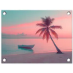 Zee - Boot - Zonsondergang tuinposter los doek klein -3d