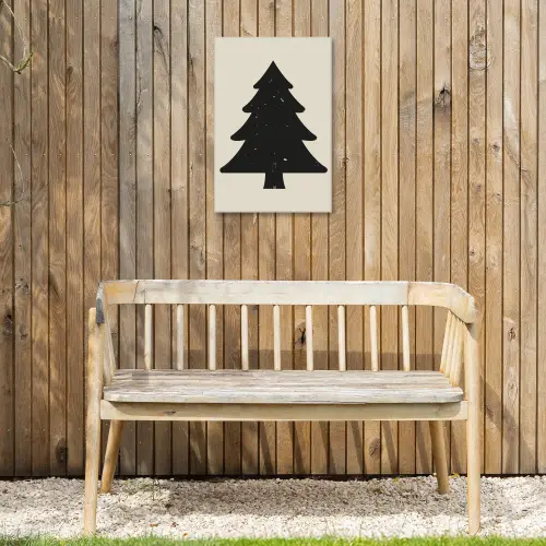 Kerstboom - Zwarte kerstboom - Boom - Japandi Tuinposter op houten frame 2 cm dik klein -sfeer4