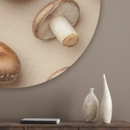 Kastanje Champignons - Beige Akoestische PET Vilt - Rond klein -sfeer5_closeup