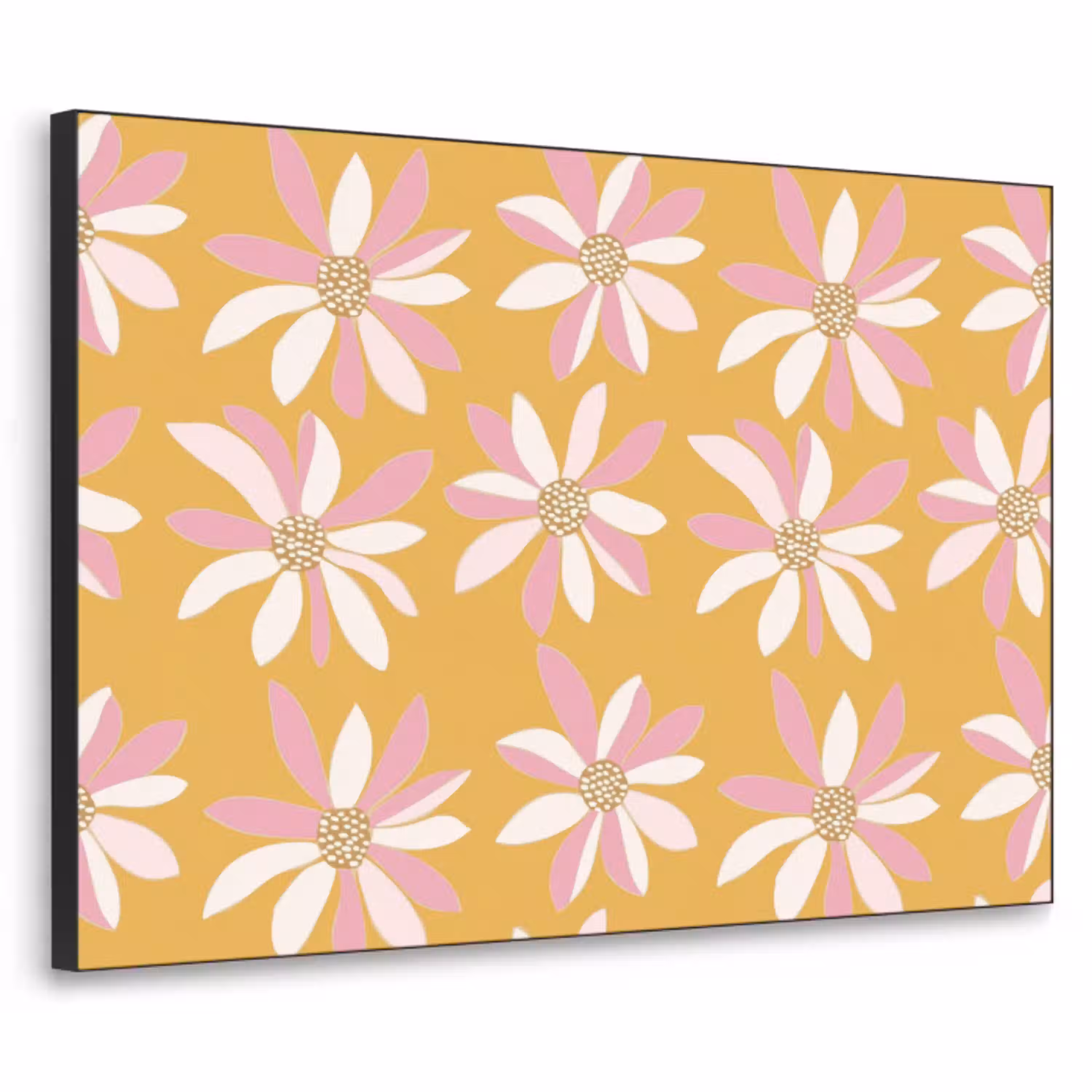 Bloemen - Modern - Geel Textielframe zwart klein 947 -3d