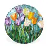 Mozaïek - Veld - Tulpen - Kleurrijk Wandcirkel aluminium klein -3d