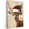 Kerst - Hert - Gewei - Rood Tuinposter op houten frame 2 cm dik klein -3d