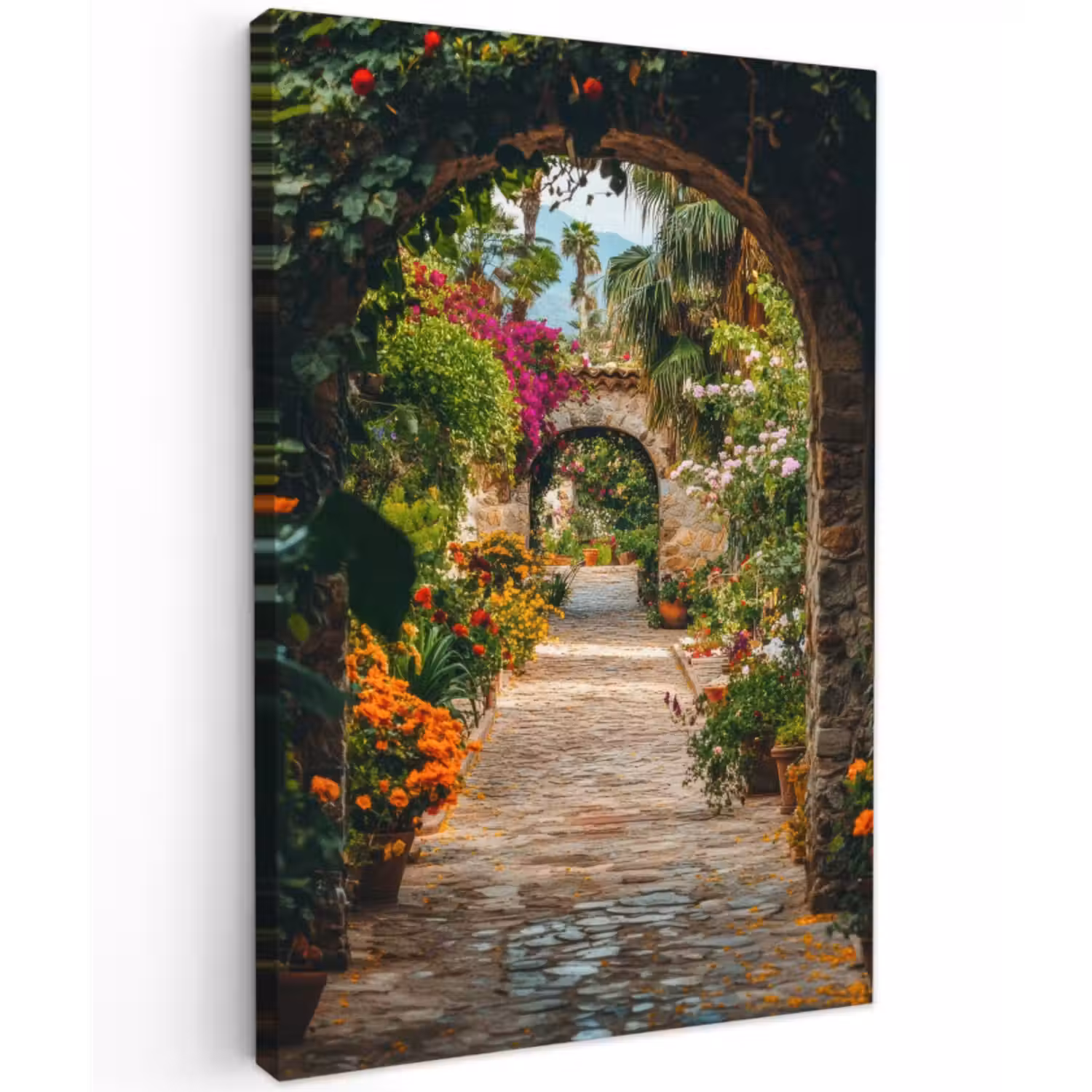 Outdoor Leinwand - Durchsichtig - Blumen - Tor - Steine