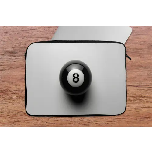 Biljartbal - Getal - Acht - Wit laptophoes neopreen klein -tafel