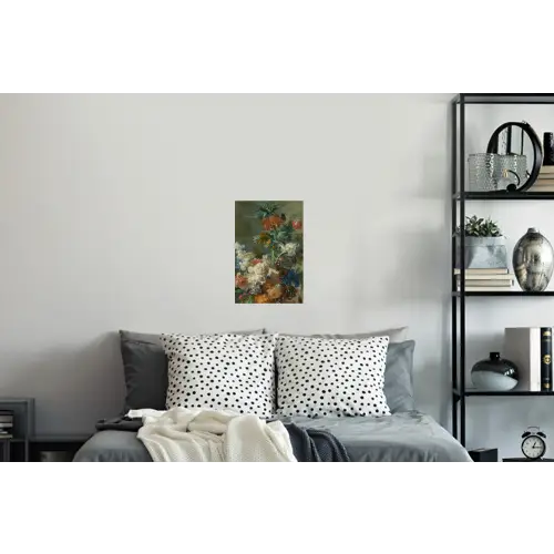 Stilleven met bloemen - Schilderij van Jan van Huysum Muursticker klein -slaapkamer
