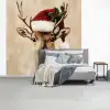Kerst - Hert - Gewei - Rood fotobehang vinyl groot -slaapkamer