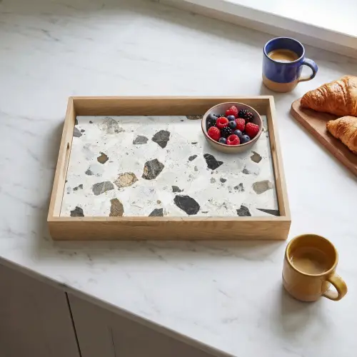 Marmer - Terrazzo - Decoratie - Interieur Dienblad Rechthoek middel -sfeer2
