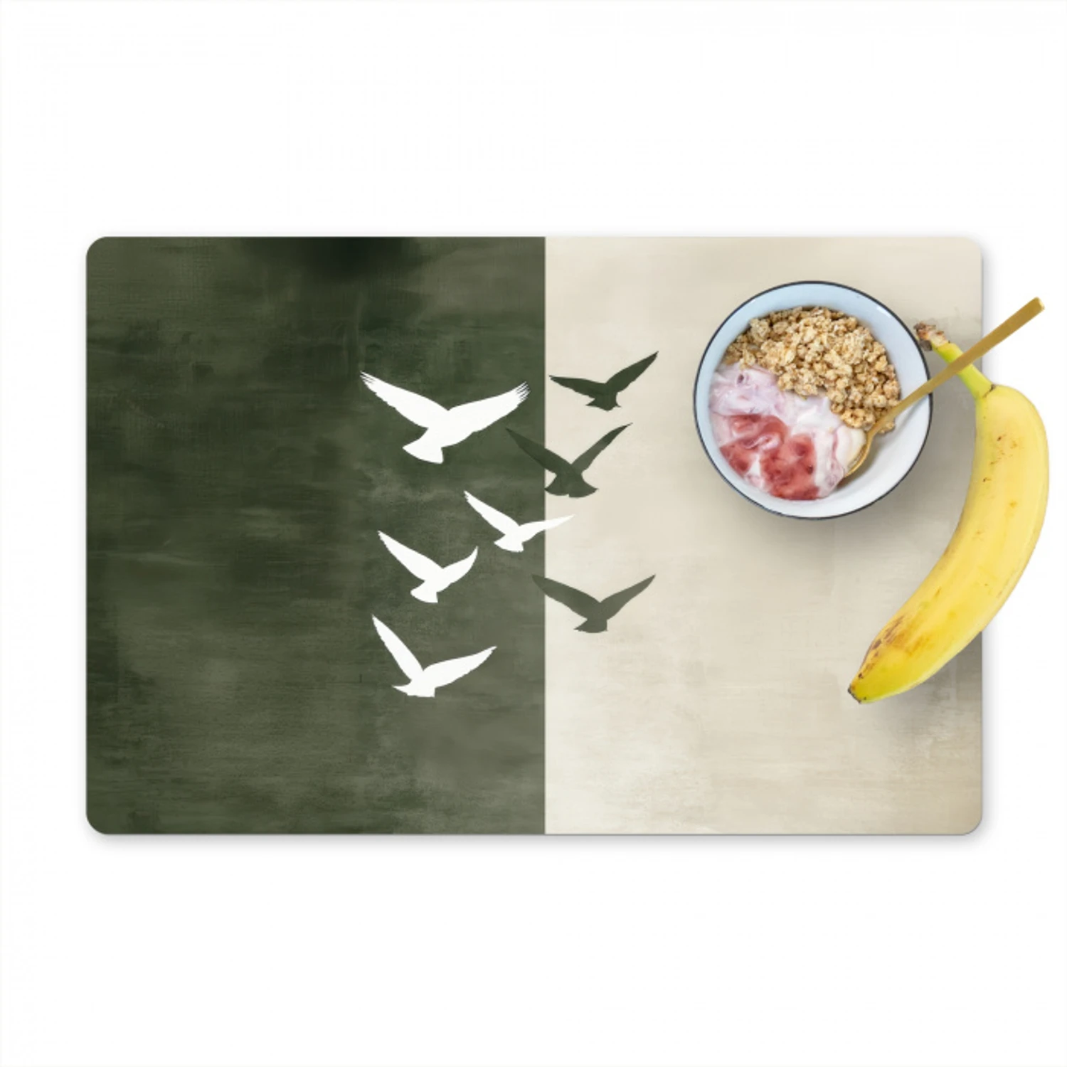 Japandi - Vogel - Groen Placemat vinyl groot -zzzproduct_Kitchenyeah-website