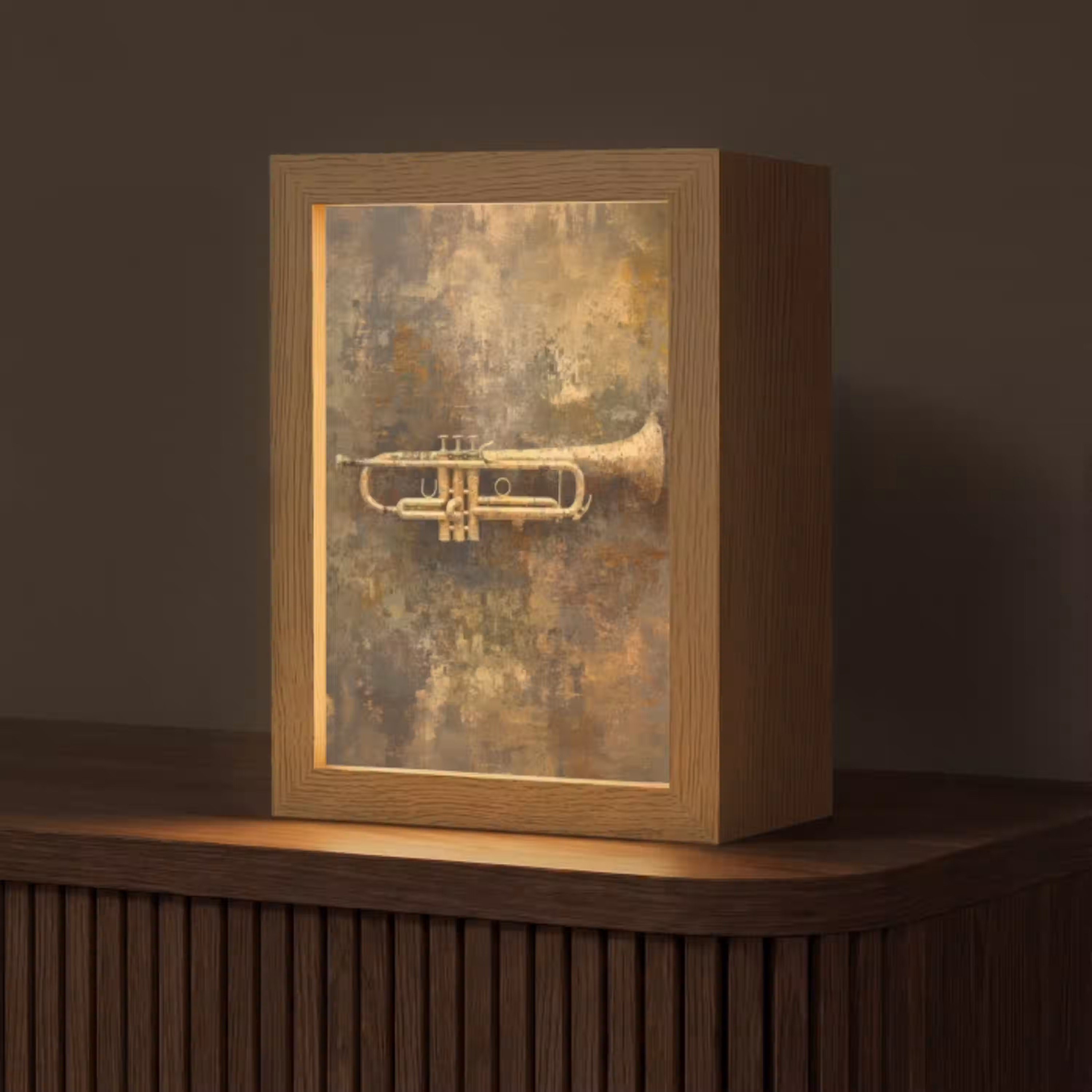Trompet - Geel - Muzikaal Light Box met kabel (Tafellamp) klein -z3d_website
