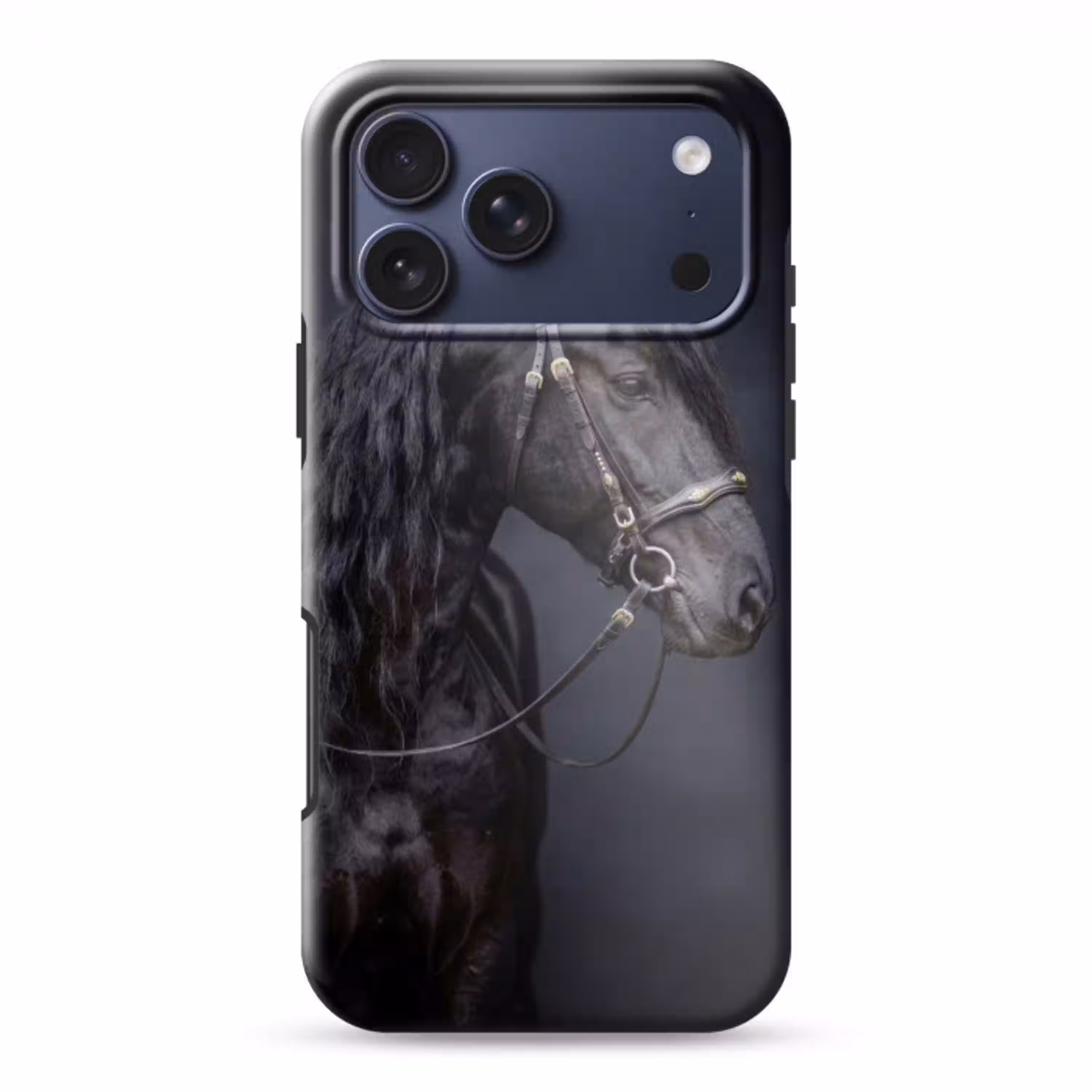 Portret - Paard - Donker Toughcase MagSafe Apple iPhone 17 Pro Max klein -3d