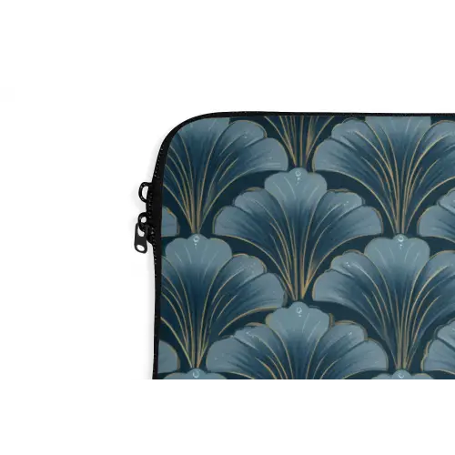 Patroon - Ginkgoblad - Blauw laptophoes neopreen klein 279 -detail