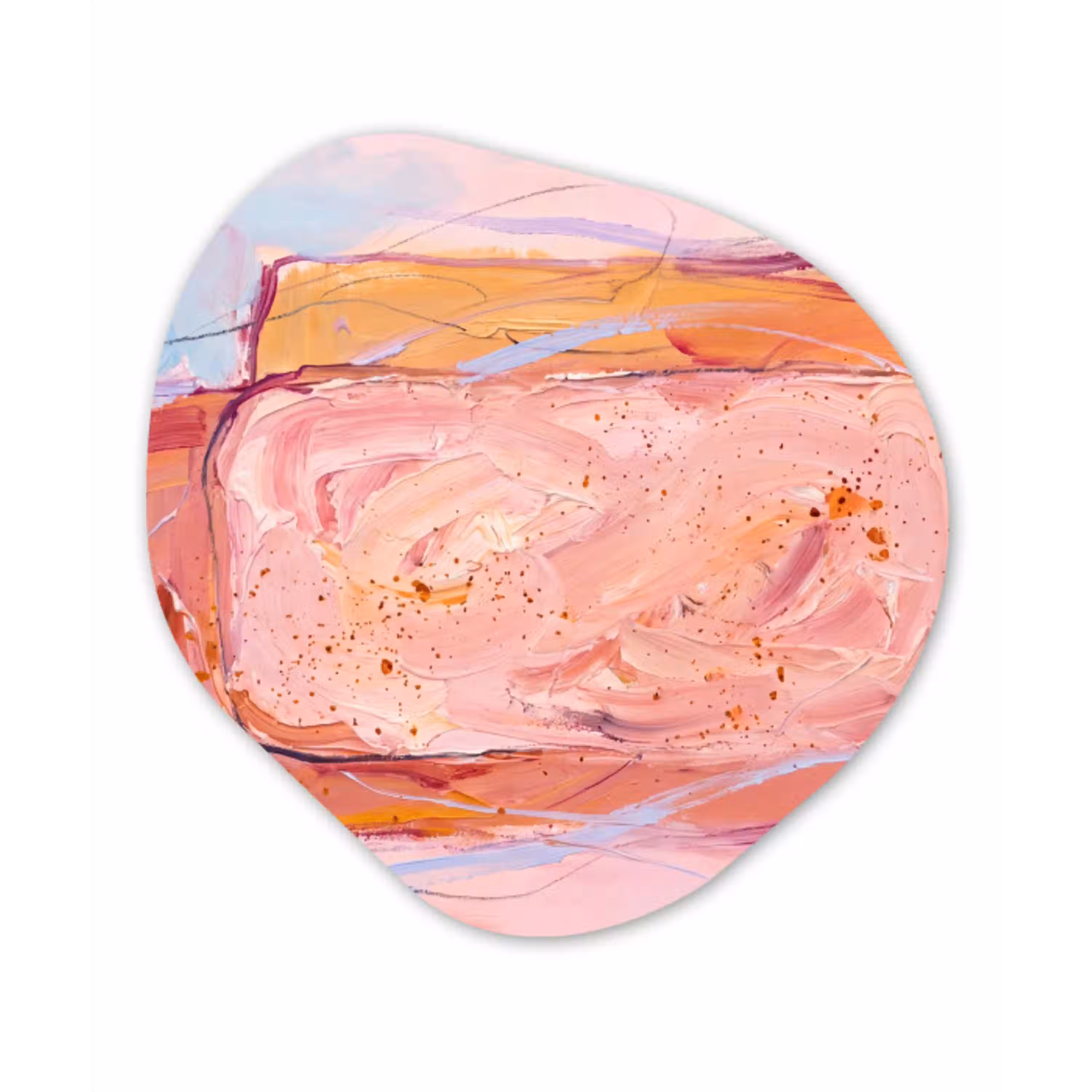Abstract - Vormen - Modern - Roze Wandcirkel Organisch Aluminium middel -3d