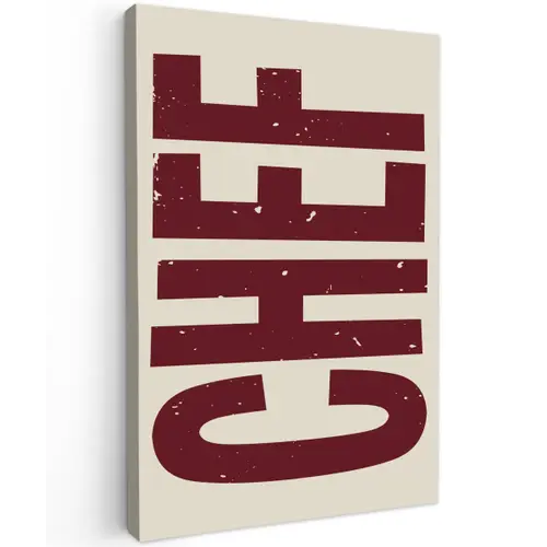 Chef - Rood - Japandi - Vintage canvas 2cm klein -z3d