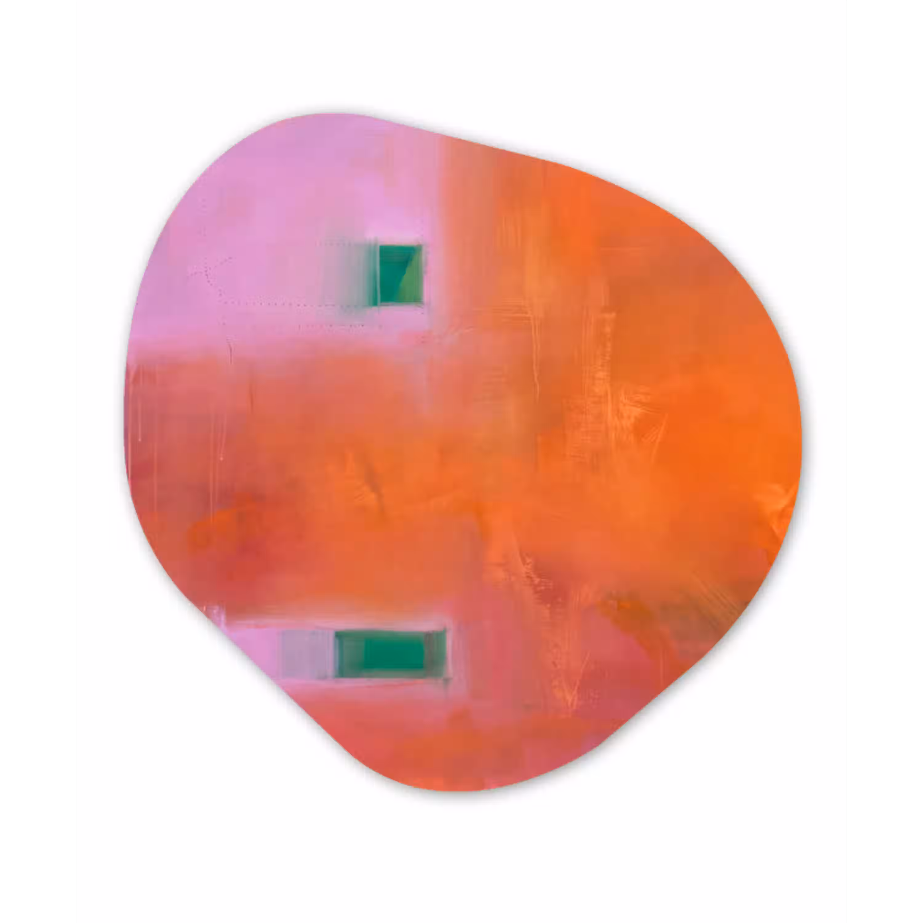 Abstract - Vlakken - Kunst - Modern - Oranje Wandcirkel Organisch Aluminium middel -3d