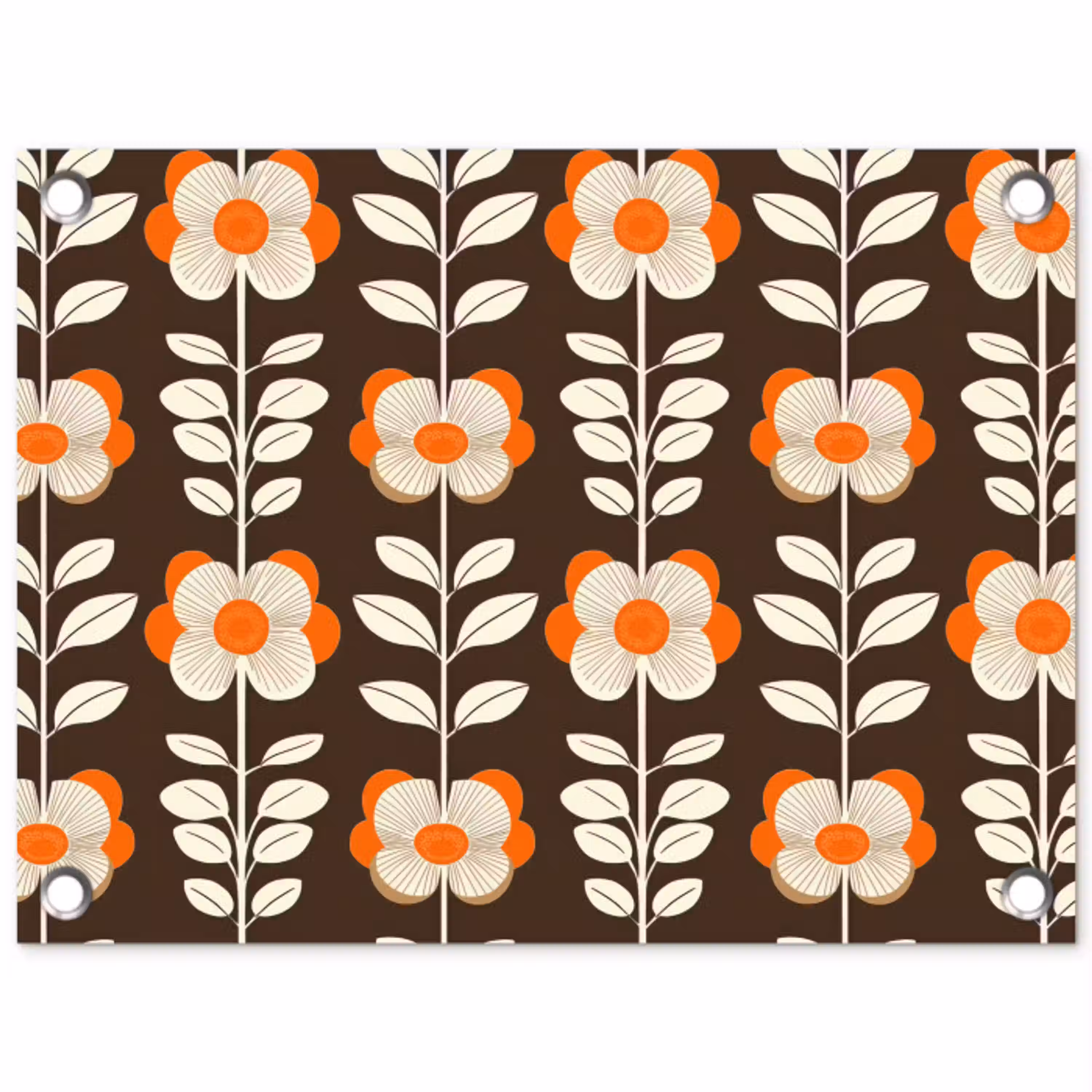 Bloemen - Retro - Bruin tuinposter los doek klein 239 -3d