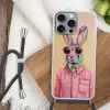 Grijs - Konijn - Blouse - Strik Hoesje iPhone 16 Pro Max met koord klein -sfeer4