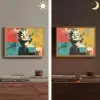 Vrouw - Rode lippen - Abstracte kleurvlakken - Popartuistraling Light Box met batterij (Wandlamp) middel -sfeer3
