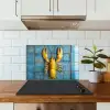Kreeft - Geel - Blauw - Tegels keuken achterwand spatscherm klein -sfeer2