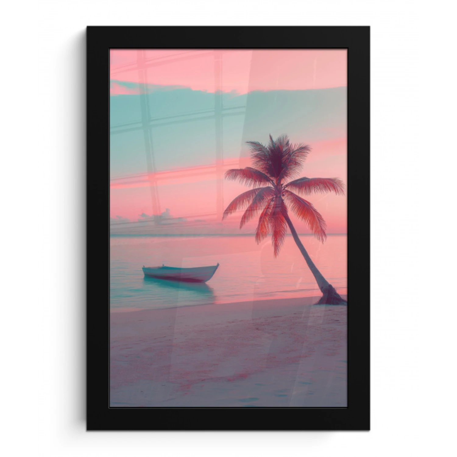 Zee - Boot - Zonsondergang fotolijst zwart zonder passe partout klein -3d