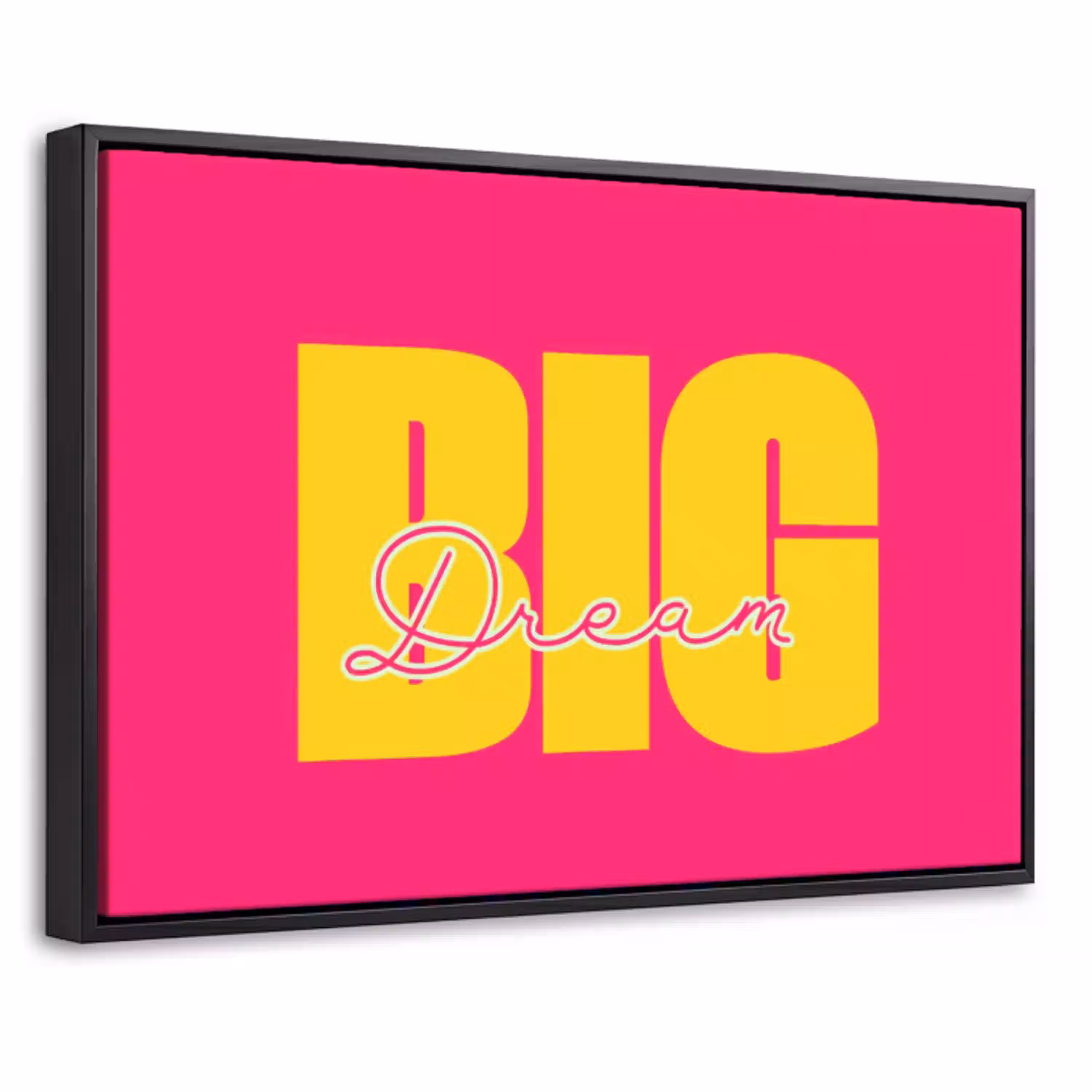 Dream big - Roze - Geel - Minimalistisch Canvas met baklijst klein -threedimensional_3d_global