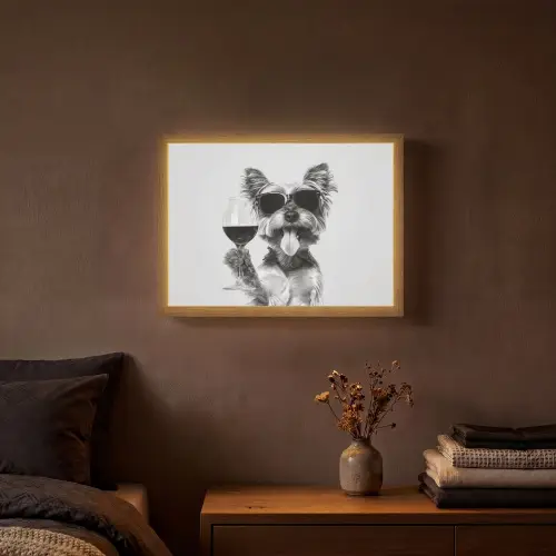 Hondje - Wijnglas - Zonnebril - Enthousiast Light Box met batterij (Wandlamp) middel -sfeer4