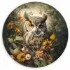 Uil - Vogels - Bloemen - Natuur Wandcirkel kunststof plaat 5mm dik klein -3d
