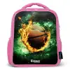 Basketbal in vlammen en explosieve energie Kinderrugzak - Roze middel -3d
