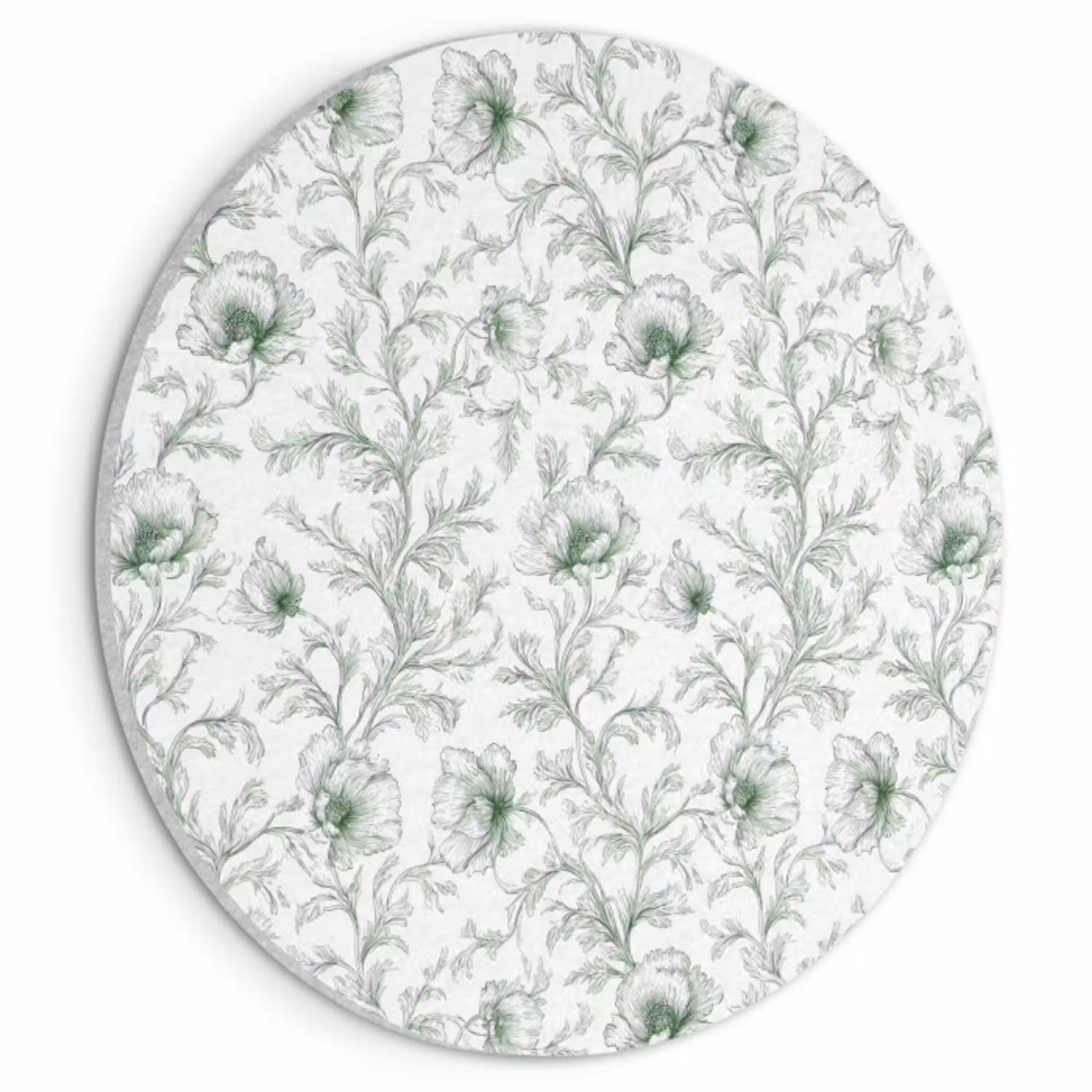 Bloemen - Getekend - Groen Akoestische PET Vilt - Rond klein 838 -3d