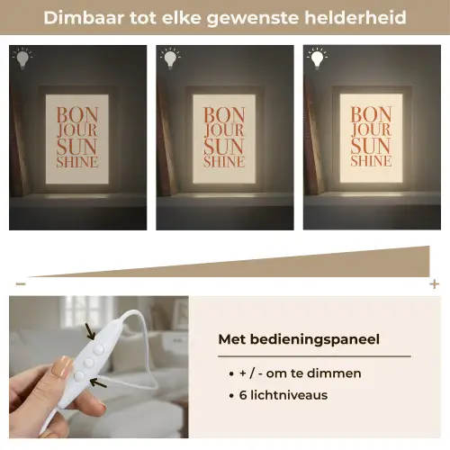 Oranje - Quote - Sun Light Box met kabel (Tafellamp) klein -USP_dimbaarNL